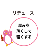 リデュース　厚みを薄くして軽くする